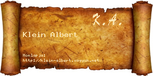 Klein Albert névjegykártya